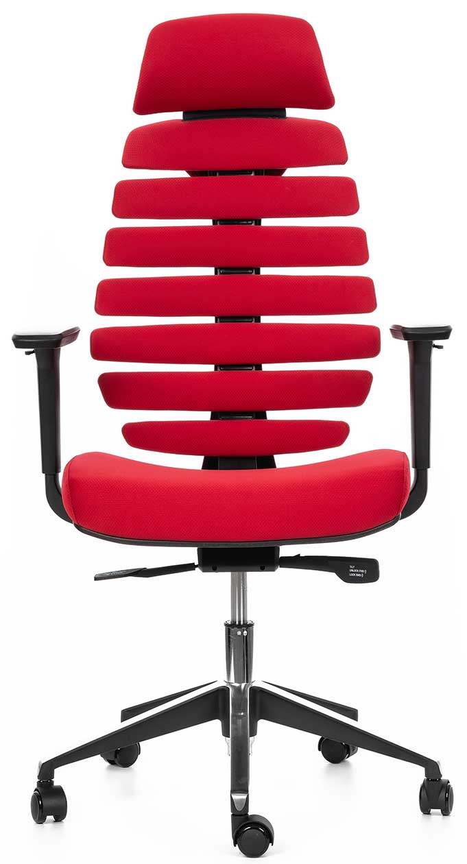 kancelářská židle FISH BONES PDH černý plast, 26-68 červená, 3D područky