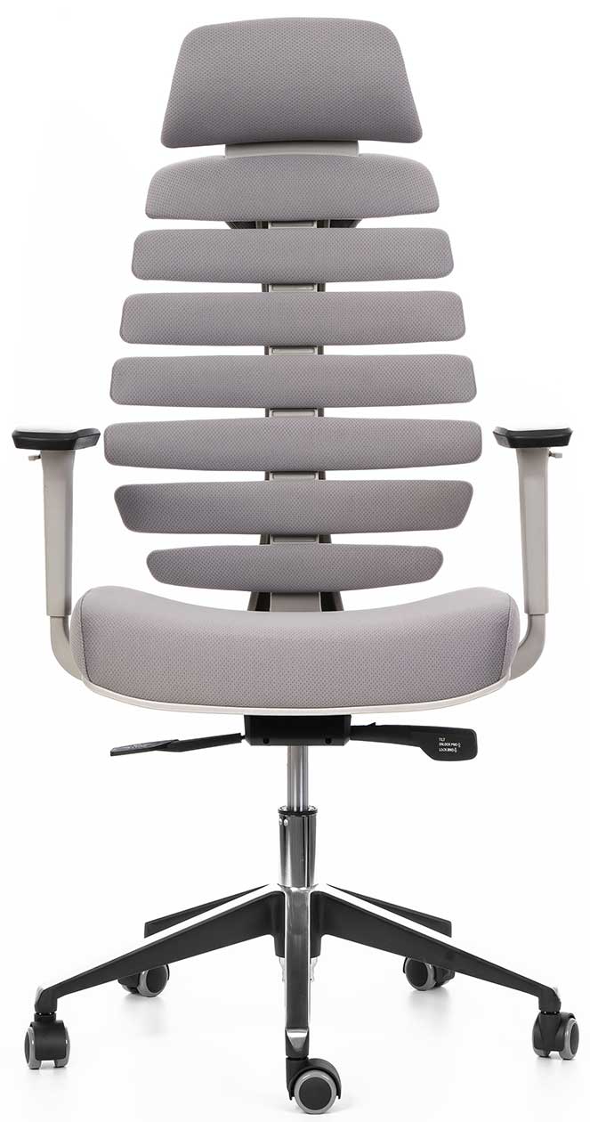 kancelářská židle FISH BONES PDH šedý plast, 26-64 šedá, 3D područky