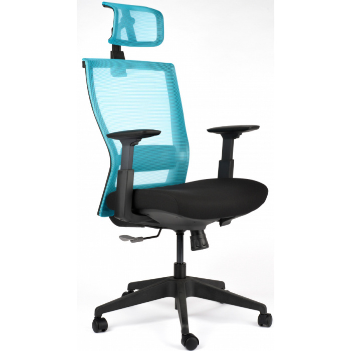 Kancelářská židle M5 černý plast, černo-modrá