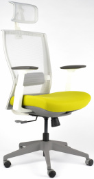 Kancelářská židle M5 bílý plast, zeleno-šedá gallery main image