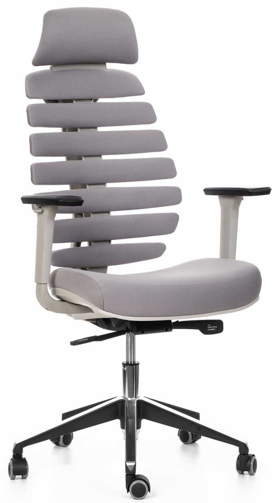 kancelářská židle FISH BONES PDH šedý plast, 26-64 šedá, 3D područky gallery main image