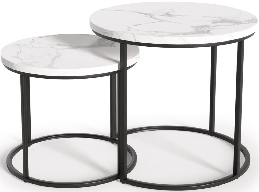 Konferenční stolek OREO kulatý, bílý mramor gallery main image